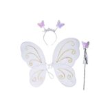 Pandoli Beyaz Renk Kelebek Kanat Set 50 Cm Kanat Asa Taç 3 Lü Set Gösteri