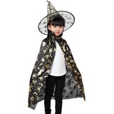 Pandoli Halloween Ürkünçler Baskılı Çocuk Cadı Şapkası ve Cadı Pelerini Seti 80 cm Altın Renk - Standart - Renkli