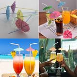 Pandoli Hawaian Renkli Şemsiye Şekilli 24 cm Plastik Körüklü Pipet 25 Adet