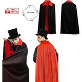 Pandoli Kırmızı Siyah Renk 120 cm Çift Taraflı Drakula Vampir Pelerini Yetişkin Halloween - Renkli - Standart