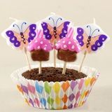 Pandoli Kürdan Altlığı ile Beraber 7 cm Muffin ve Kelebek Mum 5 Adet Karışık Renk - Renkli