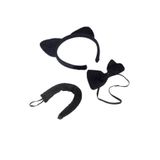 Pandoli Partidolu Siyah Renk Kedi Kostüm Seti Taç Papyon Kuyruk Halloween Gösteri