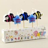 Pandoli Renkli Balıklar ve Happy Birthday Yazılı Yıldız Şekilli Mum 5 Adet 7 Cm