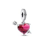 Pandora Kırmızı Kalp ve Ok Murano Cam Sallantılı Charm