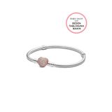 Pandora Moments 14 Ayar Pembe Altın Kaplama Pavé Kalp Klipsli Bileklik