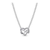 Pandora Moments Işıltılı Sonsuz Kalp 925 Ayar Gümüş Kolye 50 cm Kübik Zirkon Taşlı