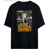 Pandorica's Basketbol Kobe Bryant Tasarımı Yazılı Baskılı Unisex Pamuklu T-Shirt - Siyah