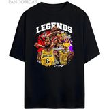 Pandorica's Basketbol Legends Tasarımı Jordan,lebron,kobe Yazılı Baskılı Unisex Pamuklu T-Shirt - Siyah - XL