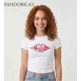 Pandorica's Friends Rachel T-Shirtü Slim Fit Likralı Crop Pamuklu Penye Kadın Tişört (Body Tee) - Beyaz