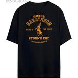 Pandorica's Game Of Thrones Tasarımı House Baratheon Baskılı Unisex Pamuklu T-Shirt - Siyah