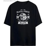 Pandorica's Game Of Thrones Tasarımı House Black & White Braavos Baskılı Unisex Pamuklu T-Shirt - Siyah - XL