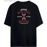 Pandorica's Game Of Thrones Tasarımı House Bolton Baskılı Unisex Pamuklu T-Shirt - Siyah