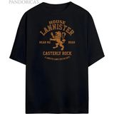Pandorica's Game Of Thrones Tasarımı House Lannister Baskılı Unisex Pamuklu T-Shirt - Siyah