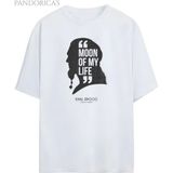 Pandorica's Game Of Thrones Tasarımı Khal Drago Moon Of My Life Yazılı Unisex Pamuklu T-Shirt - Beyaz - XL