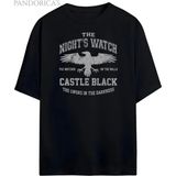 Pandorica's Game Of Thrones Tasarımı The Night's Watch Baskılı Unisex Pamuklu T-Shirt - Siyah - XL