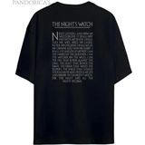 Pandorica's Game Of Thrones The Night's Watch Tasarımı Sırt ve Göğüs Baskılı Unisex Pamuklu T-Shirt - Siyah - XL