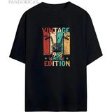 Pandorica's Vintage 1968 Doğum Yılı Baskılı Retro Tasarım Serisi Unisex Pamuklu Tişört - Siyah - XL