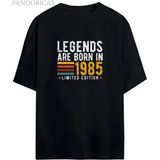 Pandorica's Vintage 1985 Doğum Yılı Baskılı Retro Tasarım Serisi Unisex Pamuklu Tişört - Siyah - XL