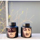Panega Design Fornasetti Chaplin Seramik Silindir Model Kavanoz - Siyah