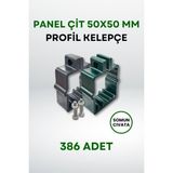 Panel Çit 50X50 mm Profil Kelepçe - Somun + Cıvatalı (386 Adet) - Gri
