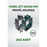 Panel Çit 60X60 mm Profil Kelepçe - Somun + Cıvatalı (262 Adet) - Gri