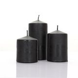 Panemo Silindir Mum 3lü Set - Siyah