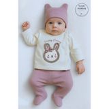 Panfilia %100 Pamuk 0-3 Ay Yenidoğan Kız Bebek Hastane Çıkışı 3'lü Set / Zıbın Set