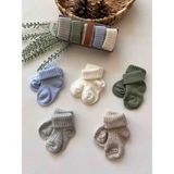 Panfilia %100 Pamuk Bebek Soket Kutulu Çorap 5'li Set - 0 - 6 Ay - Gri - Yeşil - Mavi
