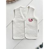 Panfilia %100 Pamuk Kapitone Penye Bebek Yelek / Kız Erkek Yelek - 1 Yaş - Ekru