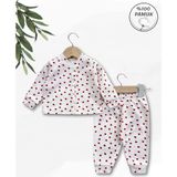 Panfilia %100 Pamuk Uzun Kollu Mevsimlik Kız Bebek Pijama Takımı - Kırmızı - Beyaz - 3 - 6 Yaş