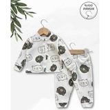 Panfilia Giza Kids %100 Pamuk Erkek Bebek Pijama Takımı - Beyaz - Yeşil - 0 - 3 Ay