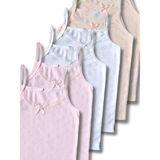 Panfilia Giza Kids %100 Pamuklu Kız Çocuk Jakarlı Atlet Fanila Iç Çamaşır 6lı Set - 6 - 7 Yaş - Beyaz - Somon - Pembe