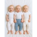 Panfilia Giza Kids Kız Erkek Bebek Unisex Patiksiz Pijama Altı 3lü Set - Beyaz - Mavi - Ekru - 6 Ay