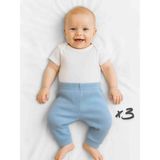 Panfilia Kız Erkek Bebek Unisex Patiksiz Pijama Altı 3lü Set - 3 Ay - 00Mavi