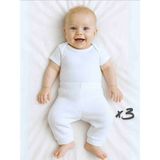 Panfilia Kız Erkek Bebek Unisex Patiksiz Pijama Altı 3lü Set - 6 Ay - 00-Beyaz