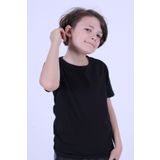 PANİO KİDS Düz Bisiklet Yaka %100 Pamuk Düz Unisex Çocuk Siyah T-shirt//bir Beden Büyük Alınız//