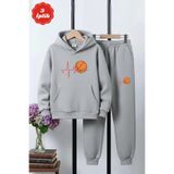 panios kids 3 İplik Kışlık Şardonlu Nabız Basketbol Baskı Detaylı Erkek Çocuk Eşofman Takımı