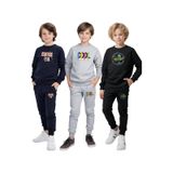 Panios Kids 3'lü Sıfır Yaka Baskı Detaylı Erkek Çocuk Eşofman Takımı Çok Renkli