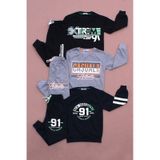 Panios Kids Alt-üst 3'lü Erkek Çocuk Yazı Baskılı Bel Detayı Lastikli Pijama Takımı Çok Renkli