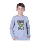 panios kids ERKEK ÇOCUK GRİ DİNOZOR BASKILI YUVARLAK YAKA SWEATSHİRT
