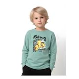 panios kids Rising Scooter Baskılı Erkek Çocuk Yuvarlak Yaka Mint Yeşili Sweatshirt