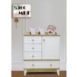 Panjur Ahşap Beyaz %100 Mdf Bebek&çocuk Şifonyer - Beyaz - Safir Meşe