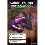 Panjur Led Işıklı Parti Gözlüğü 12'Li Paket, Yanıp Sönen Renkli Pilli Plastik Aksesuar Bx-313754