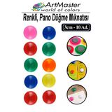 Pano Düğmesi Mıknatısı Renkli 10 Lu 1 Paket Buzdolabı Dekorasyon Manyetik Yuvarlak Mıknatıs Hobi Etkinlik Plastik Kaplı