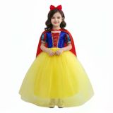 Pano Kids Kız Çocuk Masal Prensesi Kostümü – Taçlı Pelerinli Tüllü Elbise mavi-sari 7-8 Yaş TRD-MSL-011