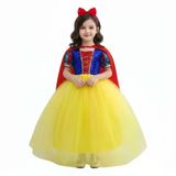 Pano Kids Kız Çocuk Masal Prensesi Kostümü – Taçlı Pelerinli Tüllü Elbise mavi-sari 8-9 Yaş TRD-MSL-011