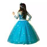 Pano Kids Patiska Nostalji Frozen Elsa Kostümü Kız Çocuk – Mavi Uzun Kollu Disney Prenses Buz Kraliçesi Elbise UKA_001
