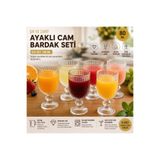 PANORAMA 6’lı 80 ML Ayaklı Cam Sunum Bardağı Seti – Çizgili Şık Tasarım, Kahve Yanı İkramlık Bardak