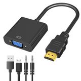PANPEO HDMI - VGA, Altın Kaplama HDMI - VGA Adaptörü (Erkekten Kadına) Bilgisayar, Masaüstü, Dizüstü Bilgisayar, Monitör, Projektör, HDTV, Roku, Xbox ve Daha Fazlası için 3,5 mm Ses Bağlantı Noktası