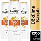 Pantene 3x400 ml 3'ü 1 Arada Saç Dökülmelerine Karşı Şampuan